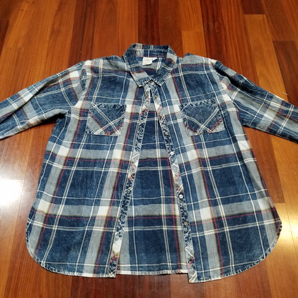 White crow womens distressed flannel
